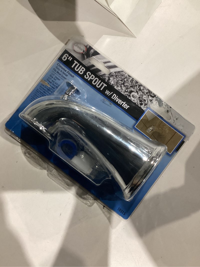 Condition photo showing As Is for danco 6 in. decorative tub spout with pull up diverter in chrome (10315)