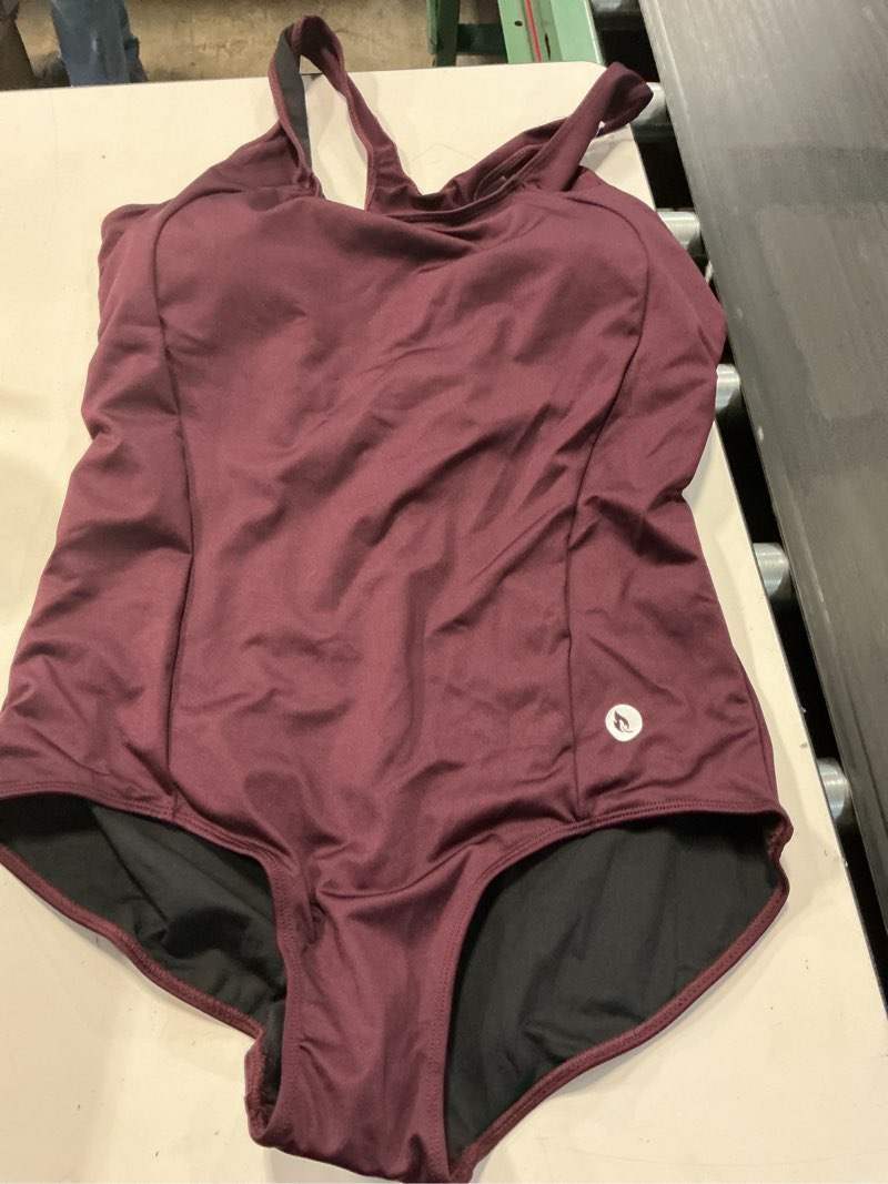 Condition photo showing New/Like New for baleaf women's racerback athletic one piece modest bathing suit xx-large wine red