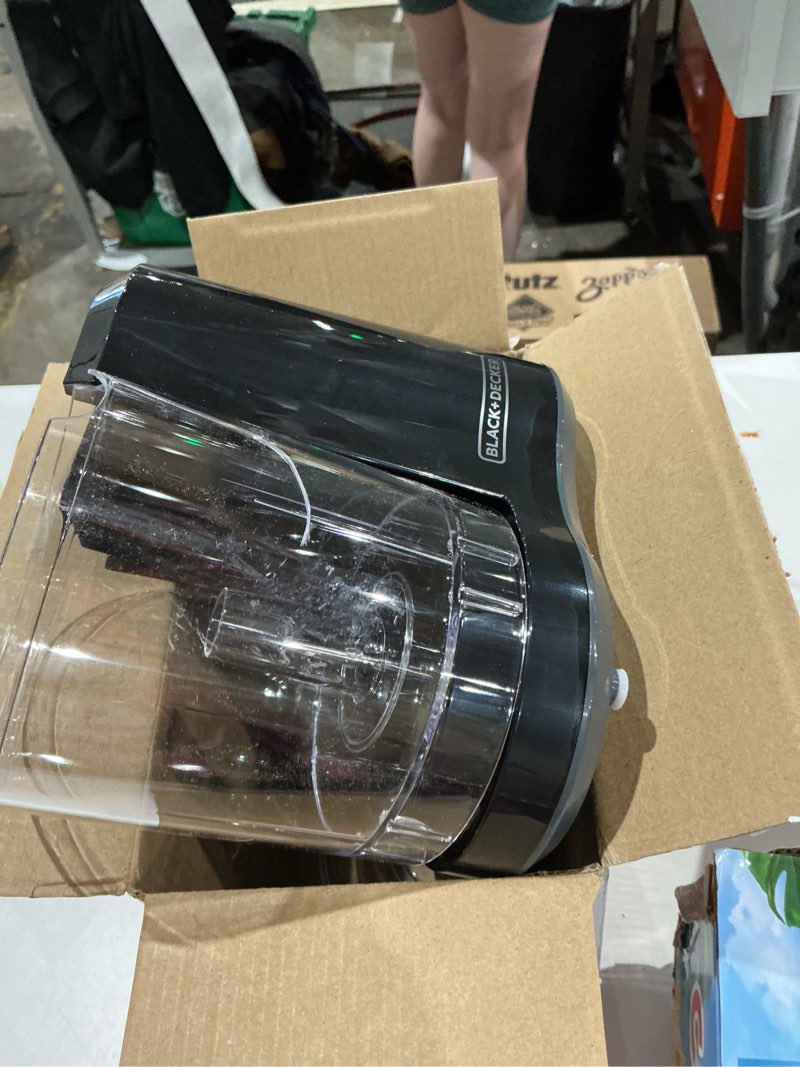 Condition photo showing As Is for black+decker, improved assembly, hc300b freshprep 3-cup electric food chopper, capacity 3 cup capacity