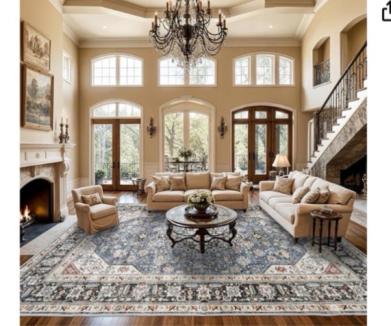hiloruug living room area rugs 10x14: extra large area rug super soft distressed oriental rugs with non-slip backing - thin stain resistant indoor rug - 10x14 navy blue