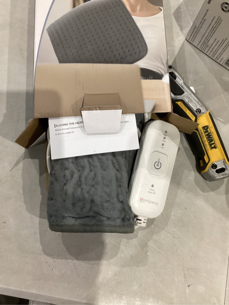 Condition photo showing Good Condition for comfytemp heating pad for back & period, fsa eligible electric large heat pad, 2h auto off, birthday gifts for women men mom dad, hsa approve moist neck shoulder legs knee heated pad washable, 12"x24" light grey-m 12"x24"