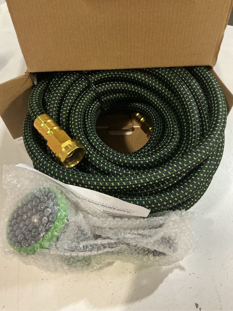 Condition photo showing New/Like New for hblife 50ft garden hose, non expandable garden hose with 10 function sprayer nozzle, flexible lightweight water hose for yard, lawn, car wash and outdoor black and green 50ft