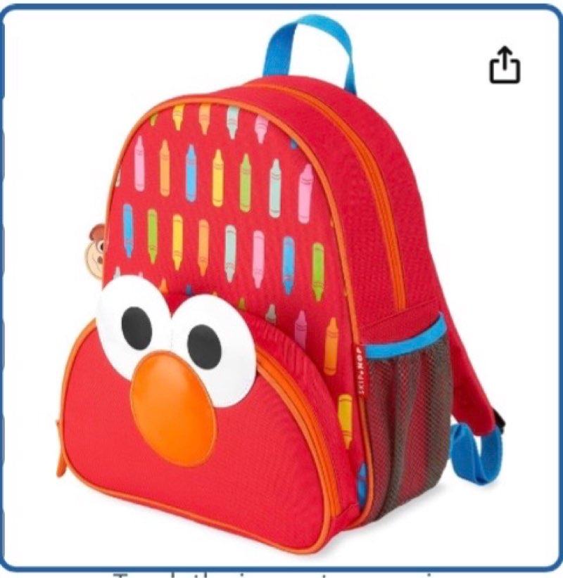 skip hop x sesame street toddler backpack, preschool ages 3+, elmo