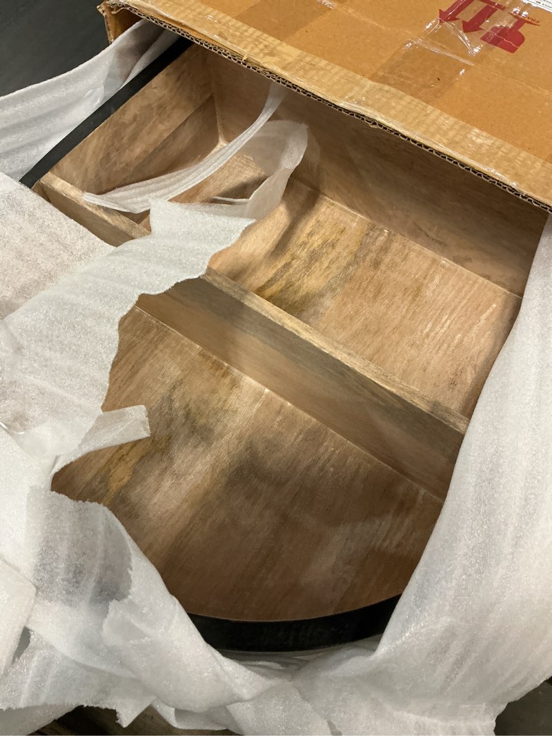 Condition photo showing Good Condition for kate and laurel arcott modern arched wall shelf, 18 x 6 x 26, black and light natural, transitional arch wall shelves for over-the-toilet storage or entryway storage shelf