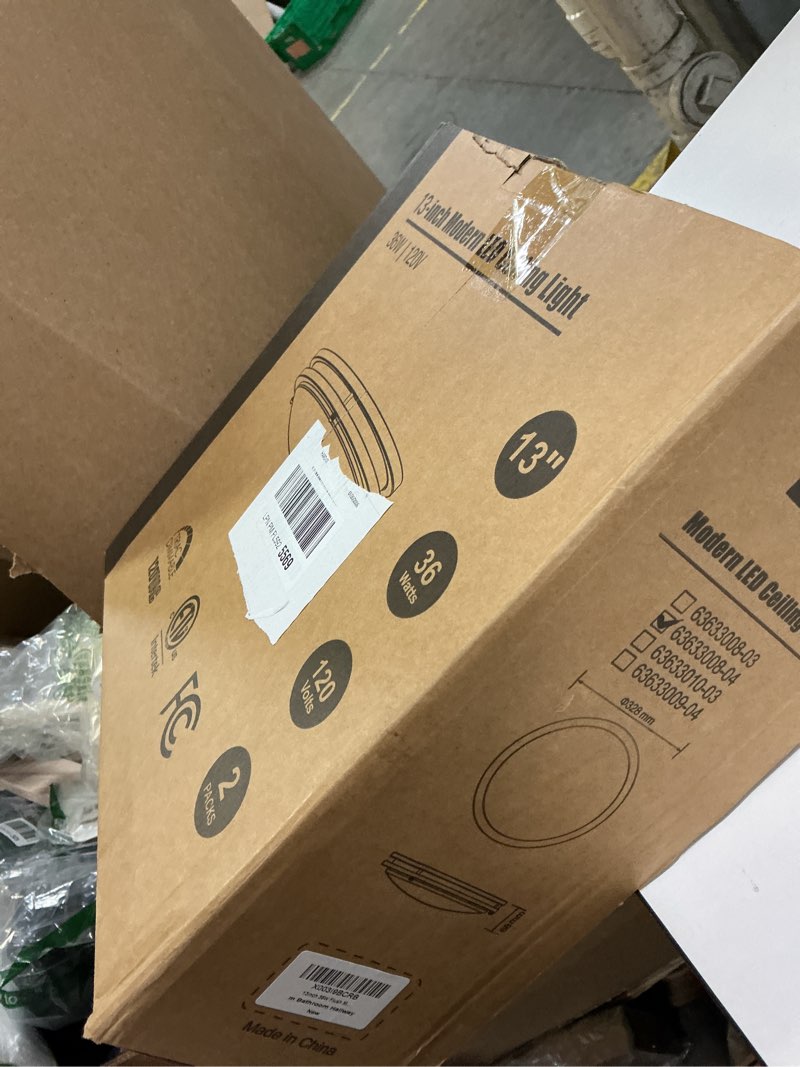 Condition photo showing New/Like New for 2-Pack 36W LED Ceiling Lights Black, 13inch Flush Mount Light Fixtures 3600LM 2700K/3000K/4000K/5000K/6500K Color Changing Ceiling Lights, Modern Dimmable Lighting for Kitchen Living Room Bedroom Matte Black-5CCT-2 13 inch