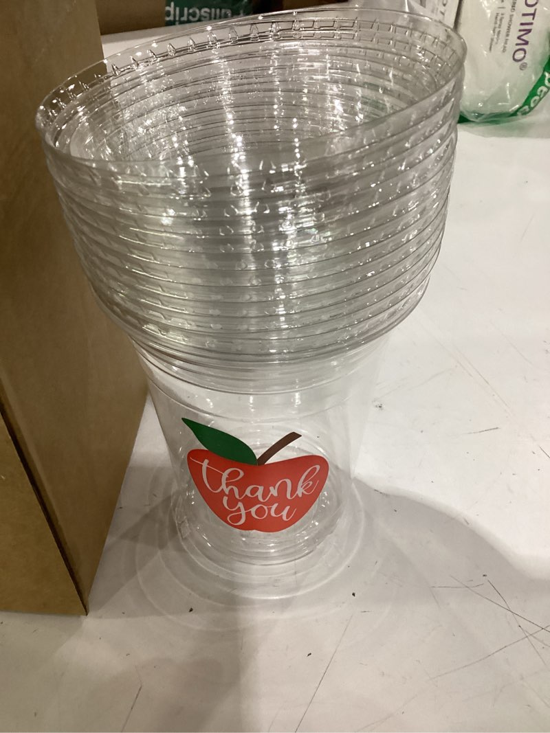 Condition photo showing New/Like New for lemonroad 12 sets back to school teacher gifts bulk, plastic coffee cup container gift card holder with straws thank you tags, teacher week end of year graduation gifts (apple) 12 apple