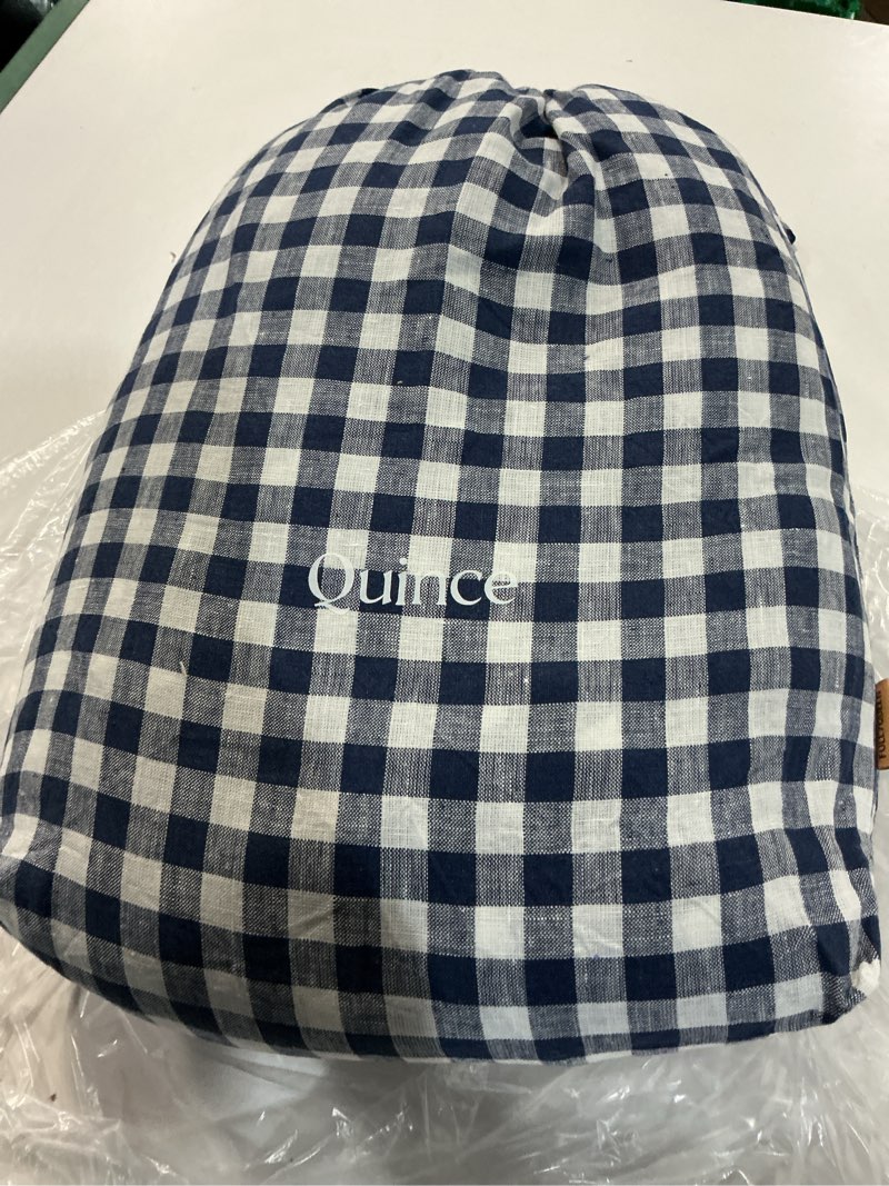 Condition photo showing Good Condition for european linen duvet cover set, full/queen, navy gingham