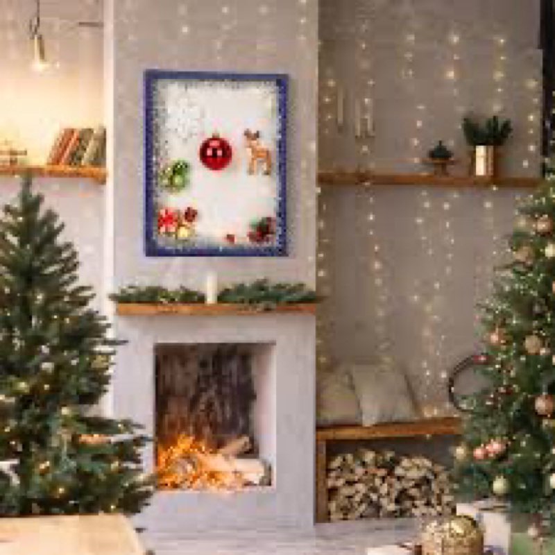 shadow box frame 16x20 deep large shadow box display case with beads door and glass window, christmas wood memory case for keepsakes pictures medals photos tickets memorial items(navy blue)