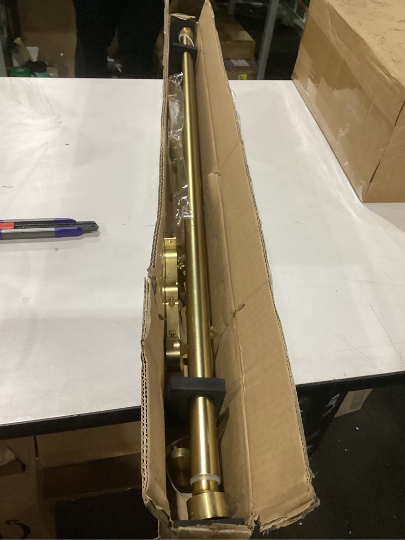 double curtain rods for windows, 1''front and 5/8''back double drapery rods with premium aluminum brackets and end cap finials, adjustable double window curtain rod (warm gold, 36-72") 36-72" warm gold