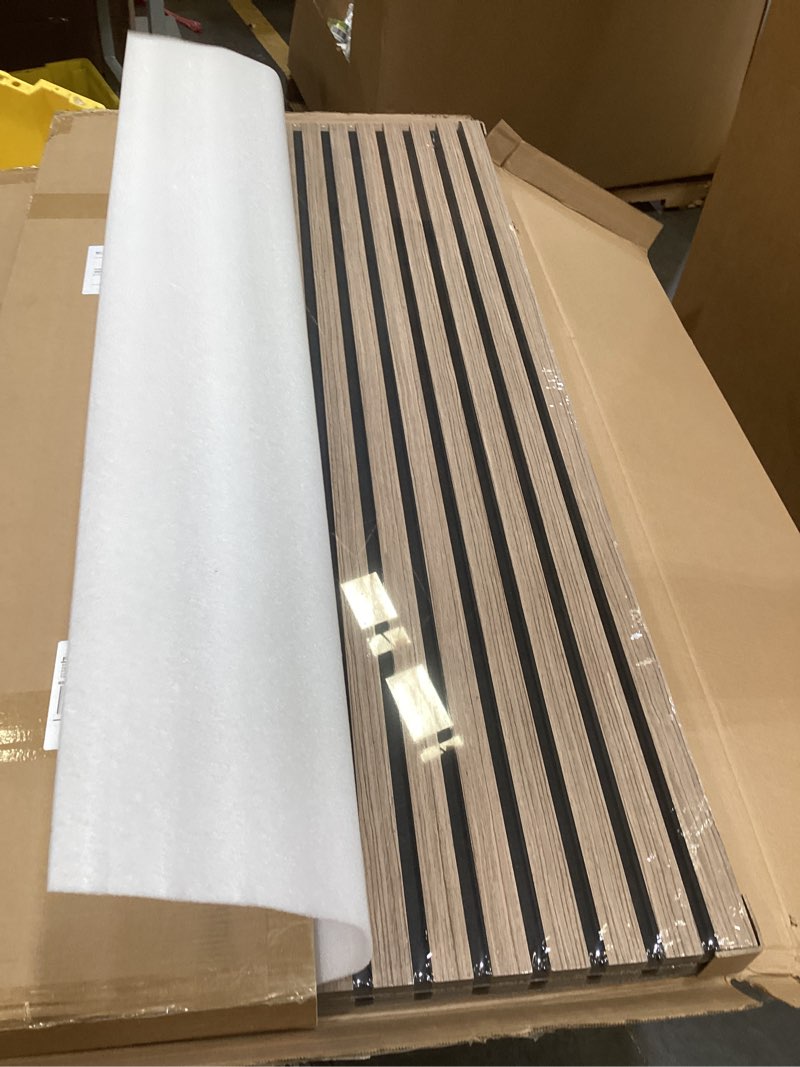 Condition photo showing New/Like New for 2 pieces wood slat wall panels, 47.2"×23.6" soundproof wall panels, fluted stylish wood slat acoustic panels for wall and ceiling - walnut 2 pcs - 47.2 inch × 23.6 inch walnut