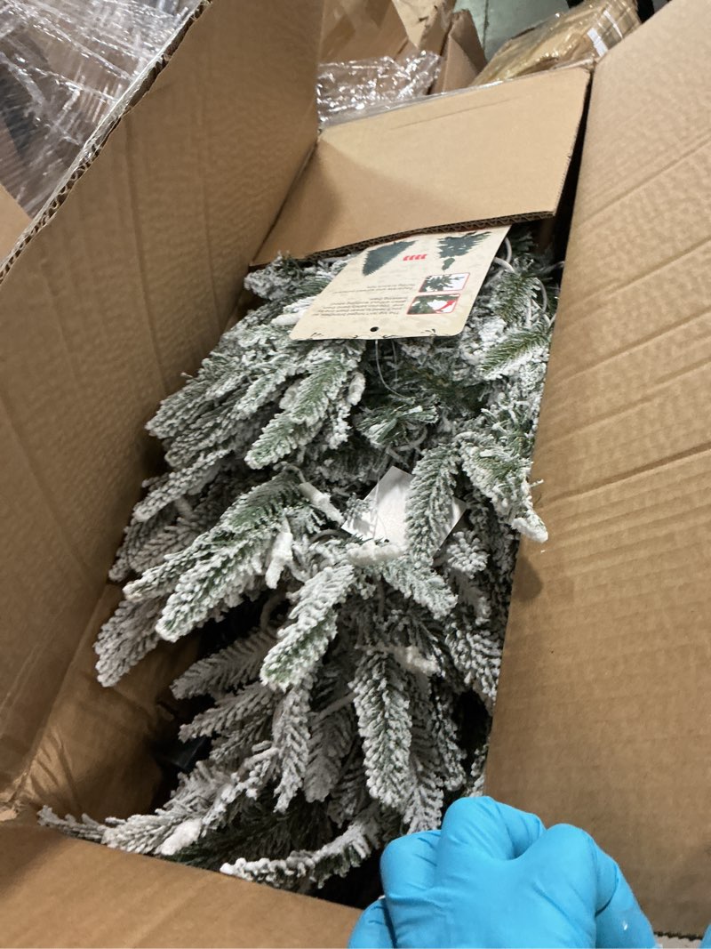 Condition photo showing New/Like New for Mayhihi 4ft Prelit Flocked Artificial Christmas Tree with 907 PE PVC Tips, Premium Snow Pre-Lit Holi