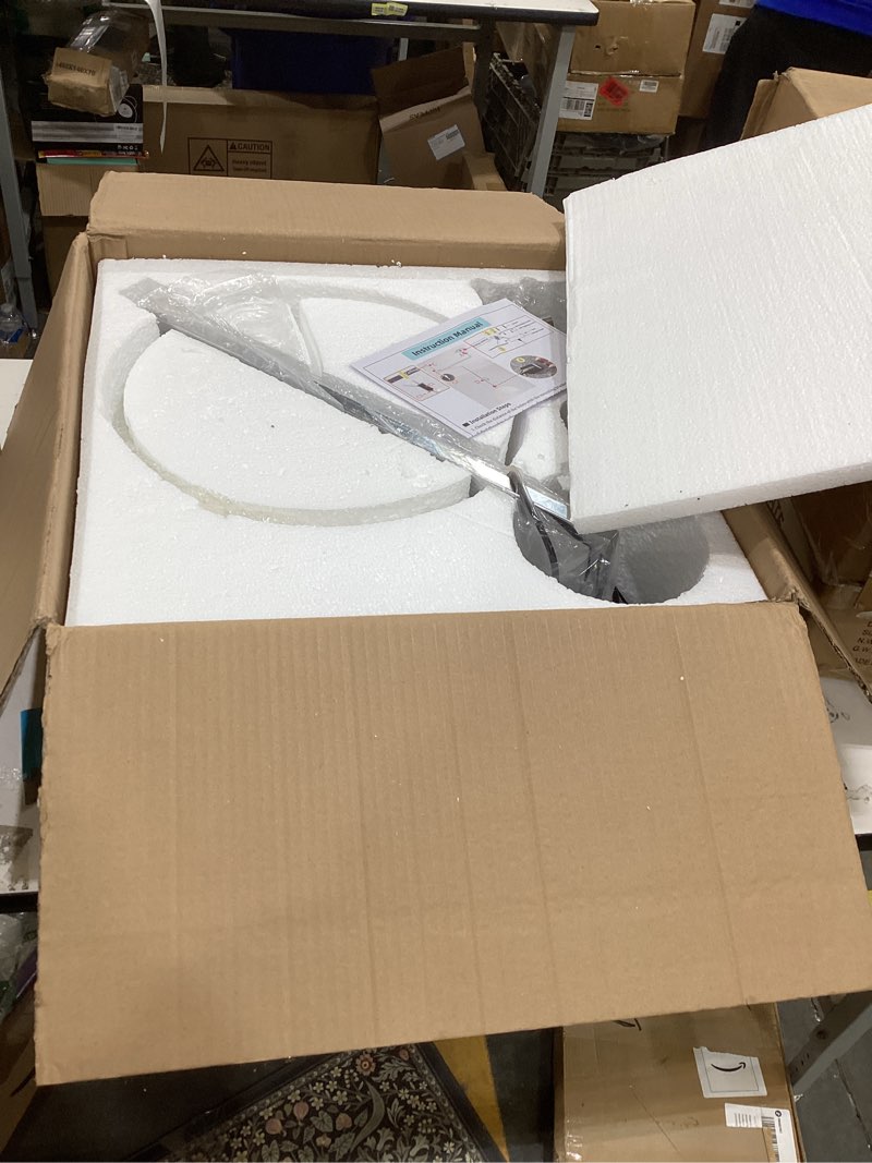 Condition photo showing New/Like New for Adjustable Pendant Light Fixture, Industrial Swing Arm Hanging Light with Glass Shade, Dome Ceiling Pendant Light in Chrome