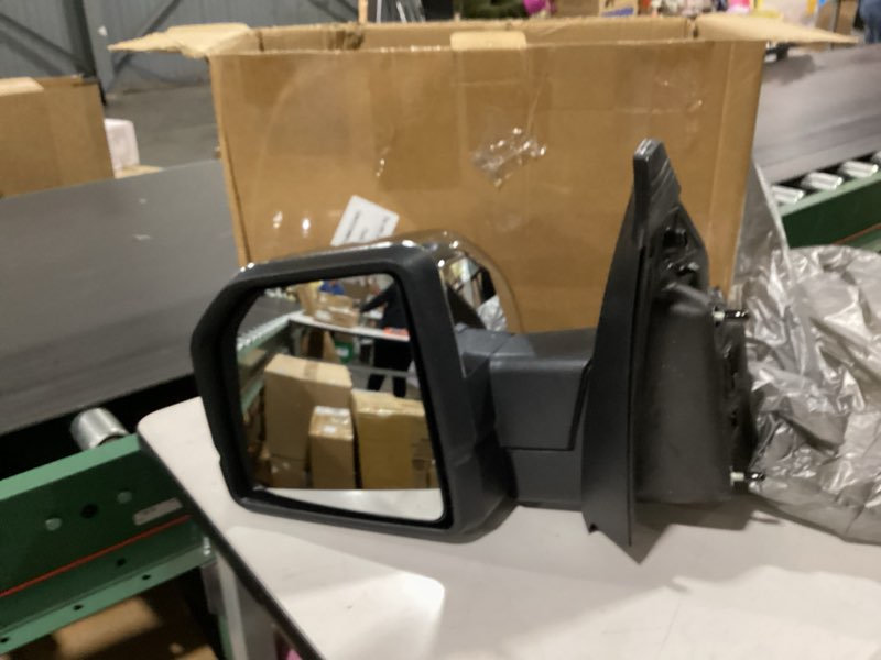 Condition photo showing Good Condition for driver side mirror compatible with 2013-2018 dodge ram 1500 2500 3500 mirrors with heated puddle lamp temperature sensor tuning led signal power fold textured black(10+2pins) left driver side-12 pins black