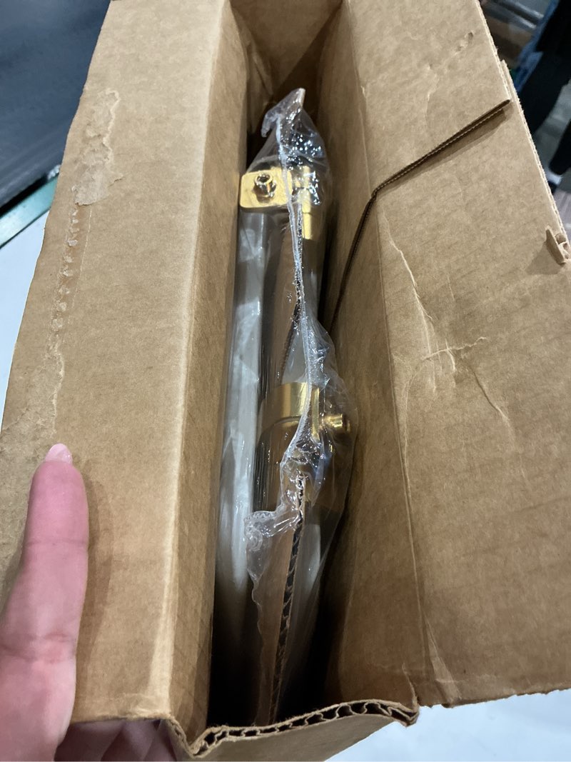 Condition photo showing New/Like New for mayfair bennett toilet seat with brushed gold hinges, slow close wood seat, secure metal hinges, easy install, made in usa, round, white round gold