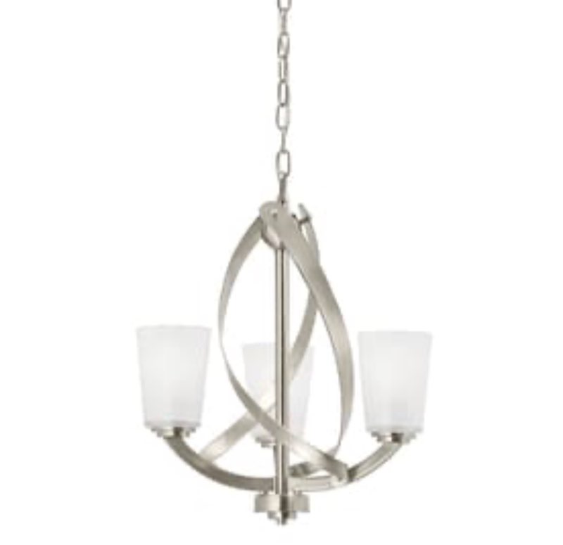 kichler lighting layla 3-light brushed nickel chandelier