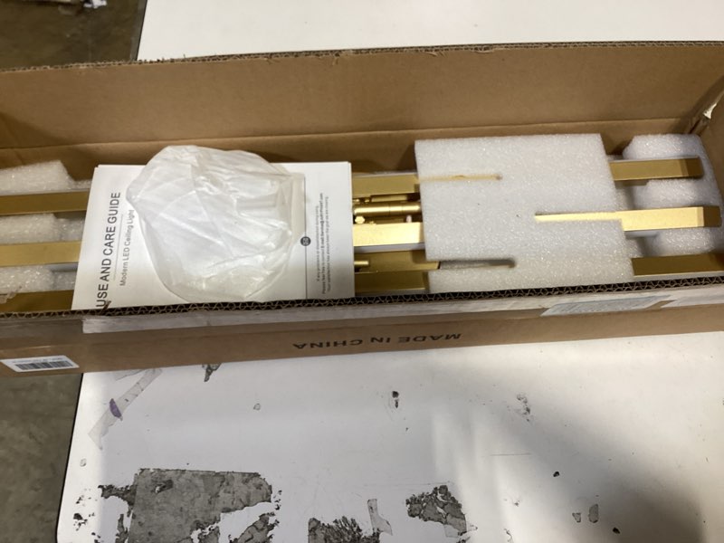 Condition photo showing New/Like New for gold led chandelier, 3-lights modern semi flush mount ceiling lighting fixture for kitchen dining room foyer entry bedroom, 23.82” 24w gold-a 3 lights - straight bars - 3cct - 23.82"