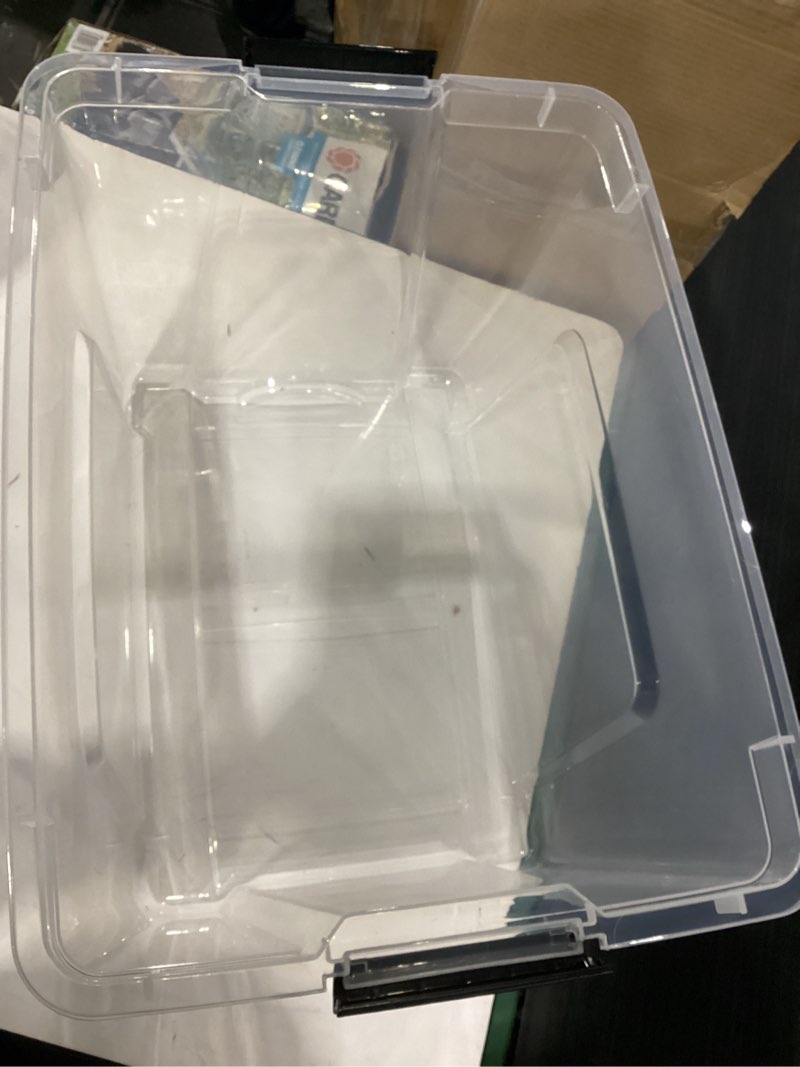 IRIS USA 54 Quart Stackable Storage Bin with Lid [Made in USA] - Everyday Organizer Latching Clear Plastic Organization Container Closet Bedroom Shelving Unit Home Storage - Clear/White Clear 54 Qt CLR Pack of 1