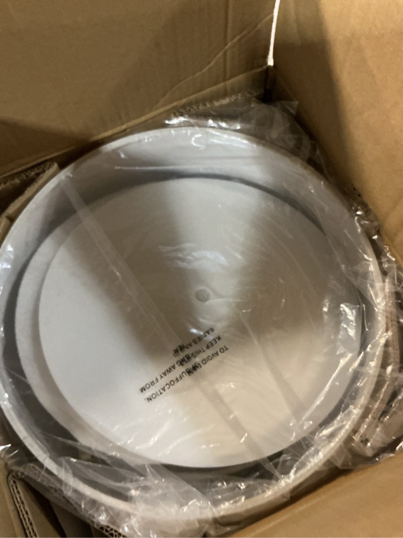 Condition photo showing Good Condition for edishine 12.6inch semi flush mount ceiling light, 3-light close to ceiling light fixtures with double drum linen fabric shade, modern mount lamp for bedroom hallway dining room, brushed gold