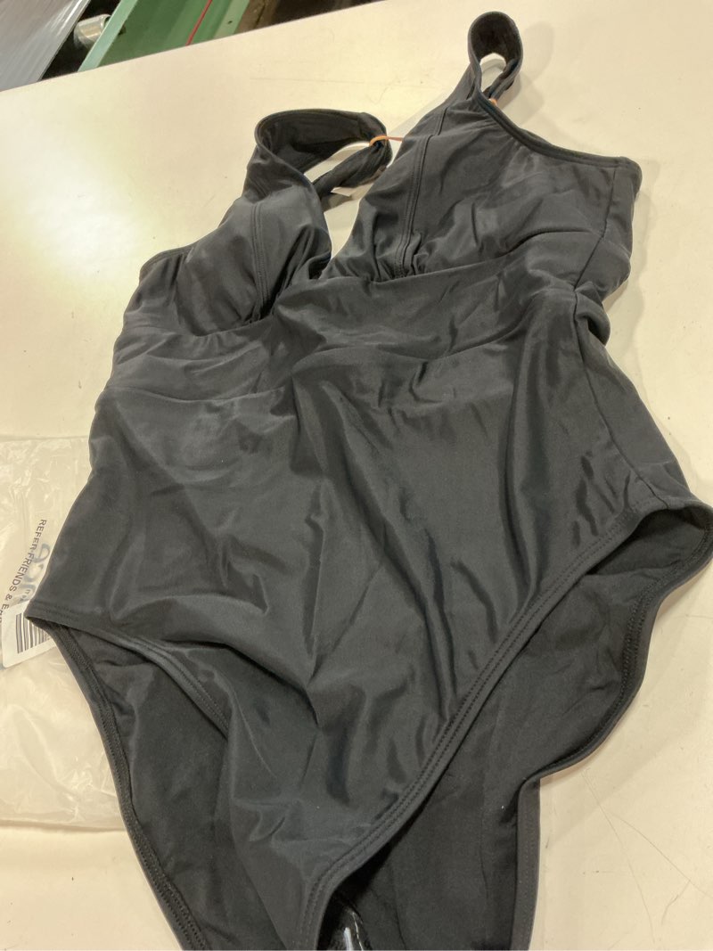 Condition photo showing Good Condition for italian plunge one-piece swimsuit, m, black