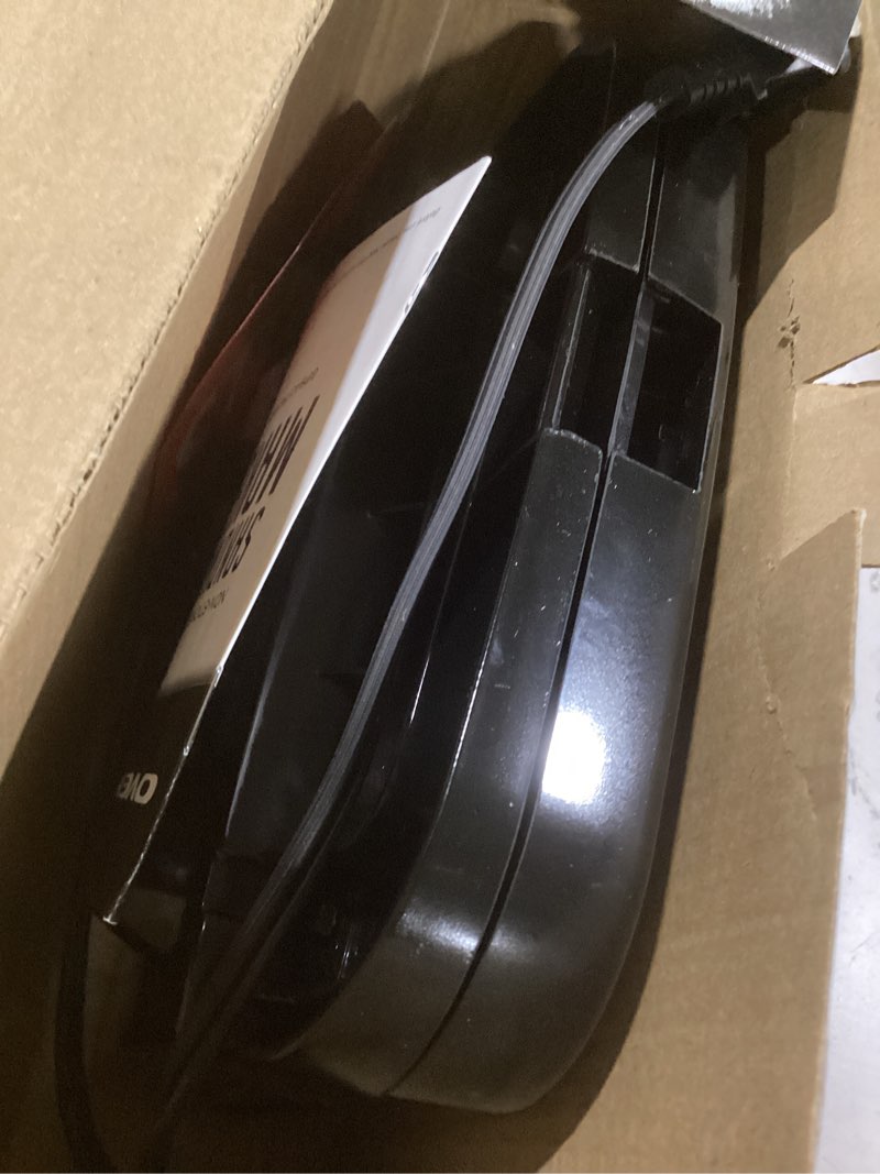 Condition photo showing As Is for ovente electric sandwich maker with non-stick plates, indicator lights, cool touch handle, easy to clean and store, perfect for cooking breakfast, grilled cheese, tuna melts and snacks, black gps401b