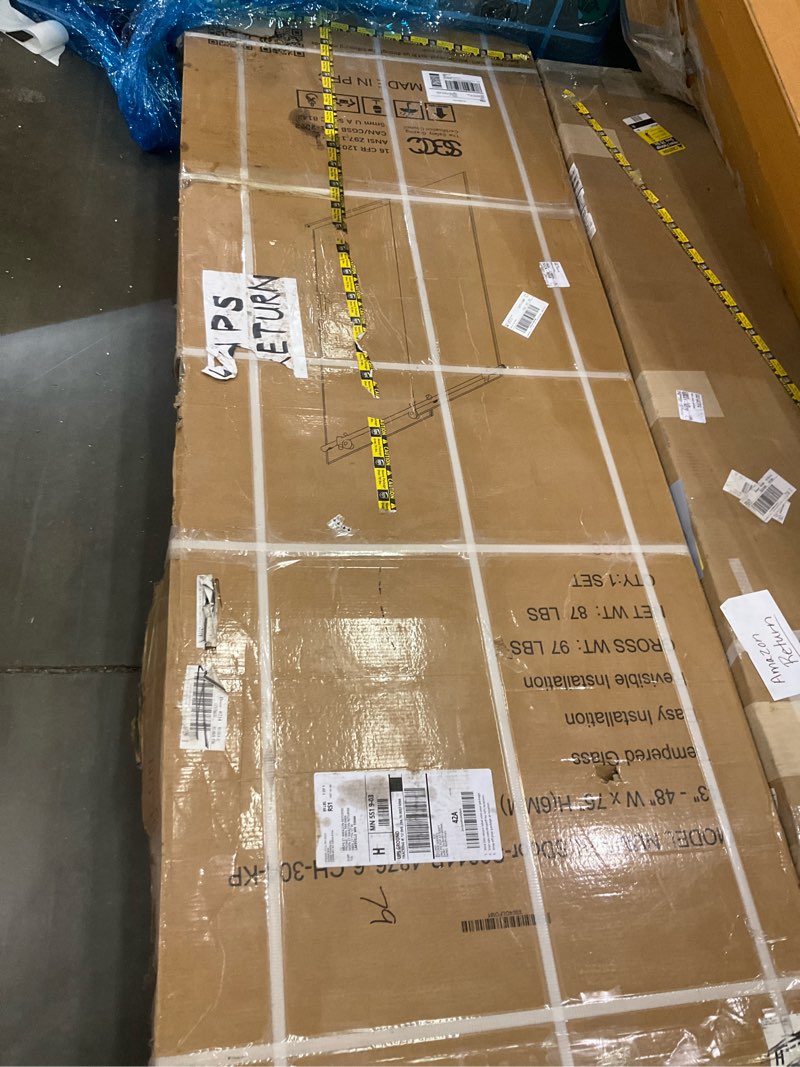 kpuy frameless shower door, 43-48" w x 76" h sliding glass shower door, 1/4" (6mm) thick tempered cl