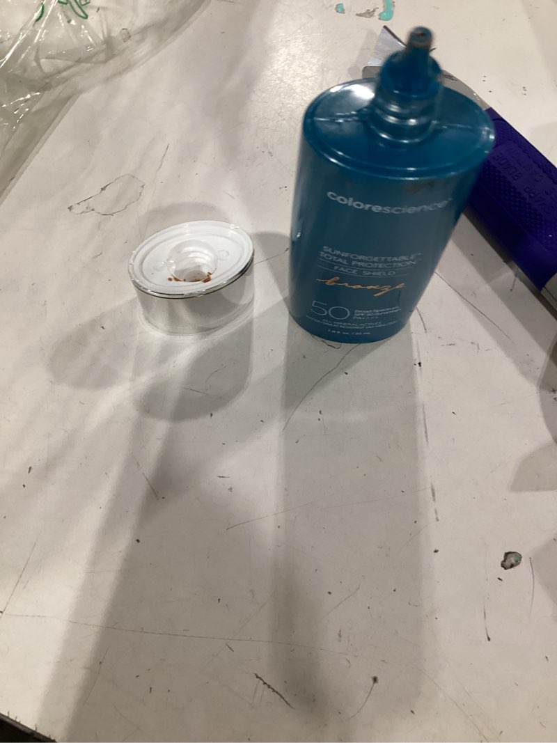 Condition photo showing As Is for colorescience sunforgettable total protection face shield glow or bronze spf 50, glow, 1.8 fl oz