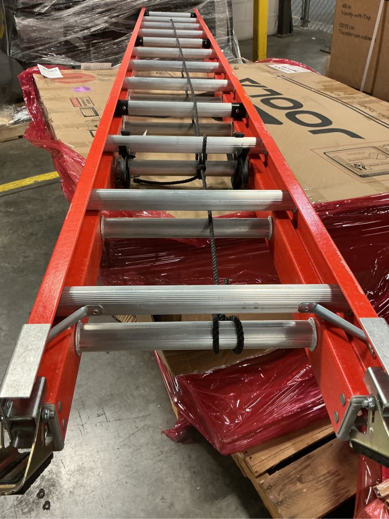 Condition photo showing Good Condition for louisville ladder 24-foot fiberglass extension ladder, 300-pound load capacity, type ia, fe3224 24 ft
