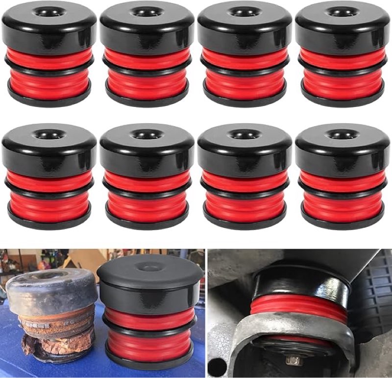 Silicone Body Mount Kit for 2008-2016 Ford F-250 F-350 Crew Cab Superior Silicone Cab Mount Bushings Improve Bumpy Ride Durable Components Outperforms OEM and PU Mounts (Red 8 Pack)