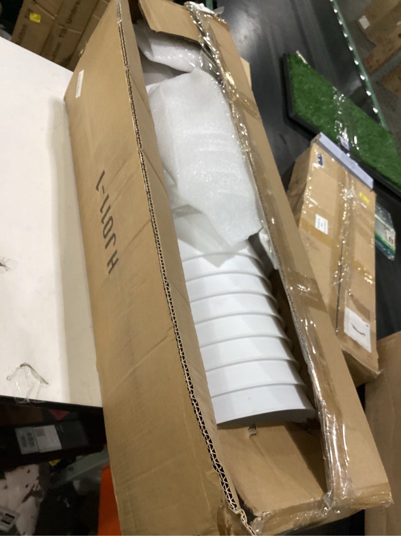 Condition photo showing Good Condition for asee'm flower display stand with buckets, 3 layer metal flower bar stand, heavy duty flowers cart display with wheels moving plant bouquet shelf for indoor outdoor patio decor terrace wedding white 35.4"l x 21.7"w x 47.2"h white