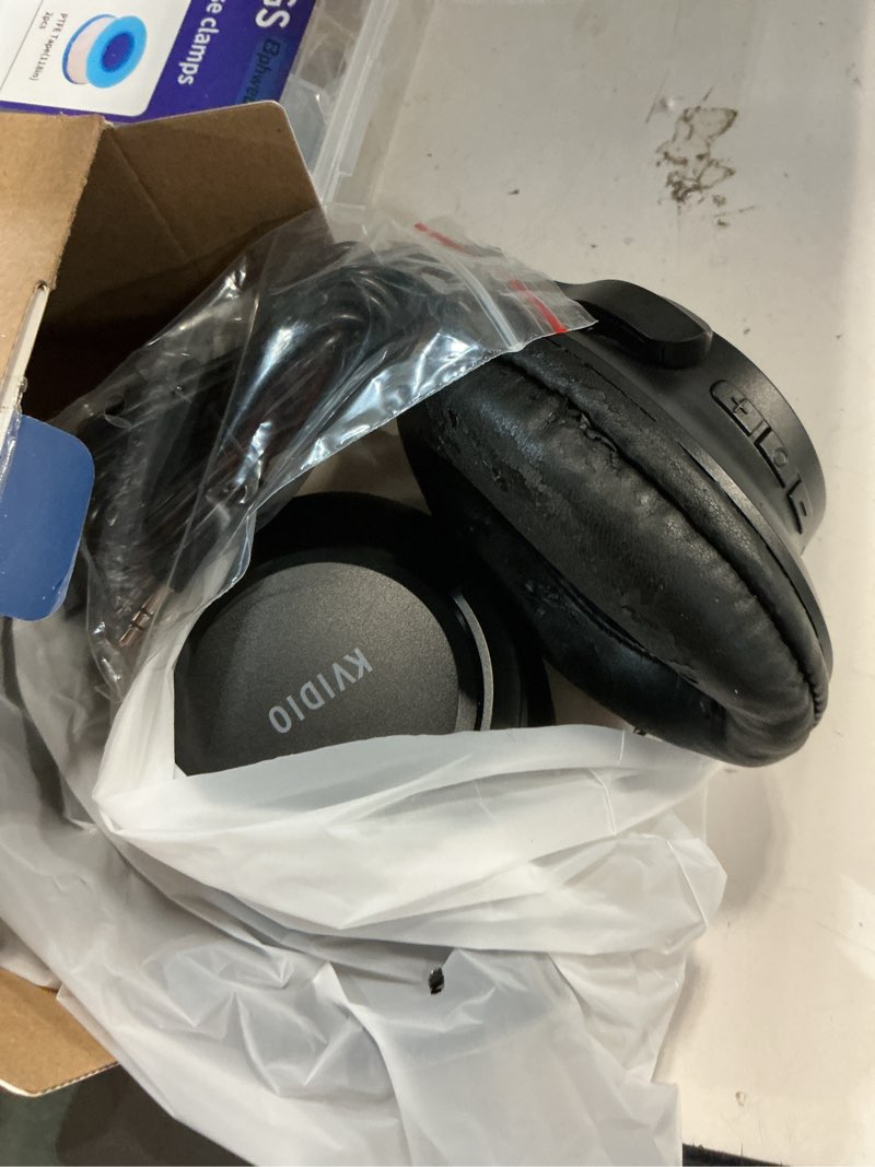 Condition photo showing As Is for kvidio bluetooth headphones over ear, 65 hours playtime wireless headphones with microphone, foldable lightweight headset with deep bass, hifi stereo sound low latency for travel work cellphone