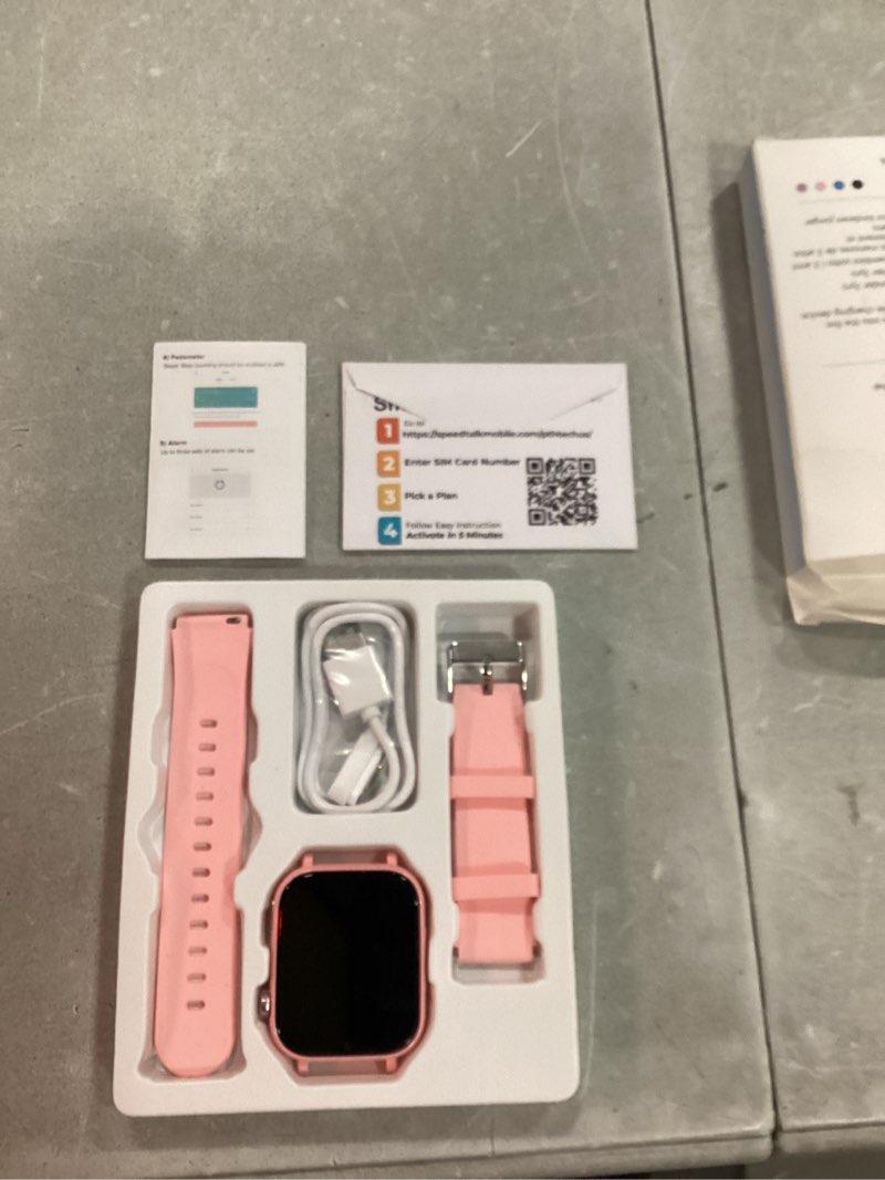 Condition photo showing Good Condition for 4g kids smart watch gps tracker, smartwatch for kid with video calling, voice chat, class mode, sos , pedometer, alarm, sim card hd touch screen phone watch gift for 4-12 girls boys (light pink)