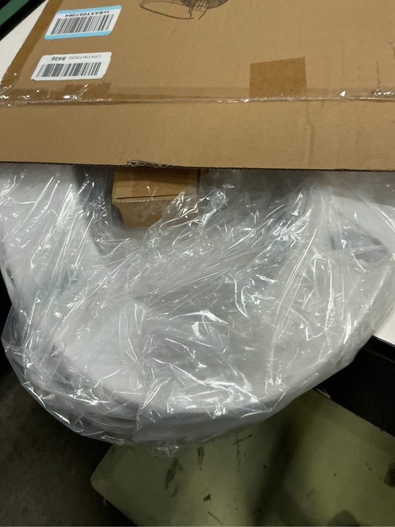 Condition photo showing Good Condition for universal toilet seat elongated with soft close cover, oval toilet seat replacement with toilet bolts hinge and bumpers, compatible with kohler, american standard, toto, one-click release, white 18.5" elongated with 1 base