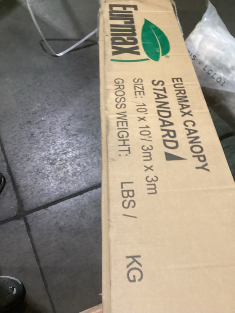 Condition photo showing As Is for Eurmax USA Standard 10x10ft Patio Pop Up Canopy Tent for Outdoor Events Commercial Instant Canopies with Heavy Duty Roller Bag,Bonus 4 Canopy Sand Bags (White) White 10x10