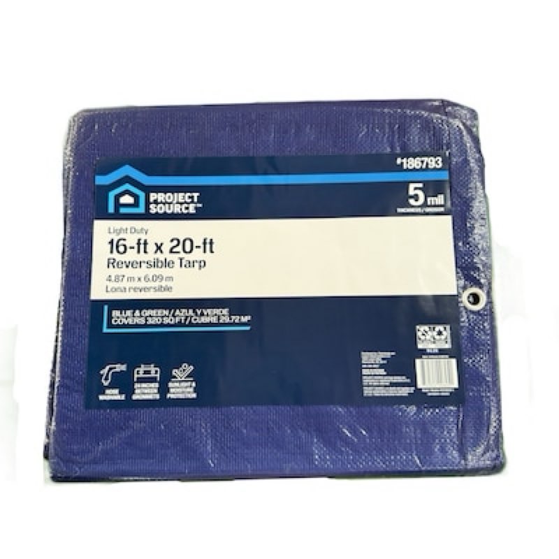 project source 16-ft x 20-ft blue waterproof standard polyethylene 5-mil tarp