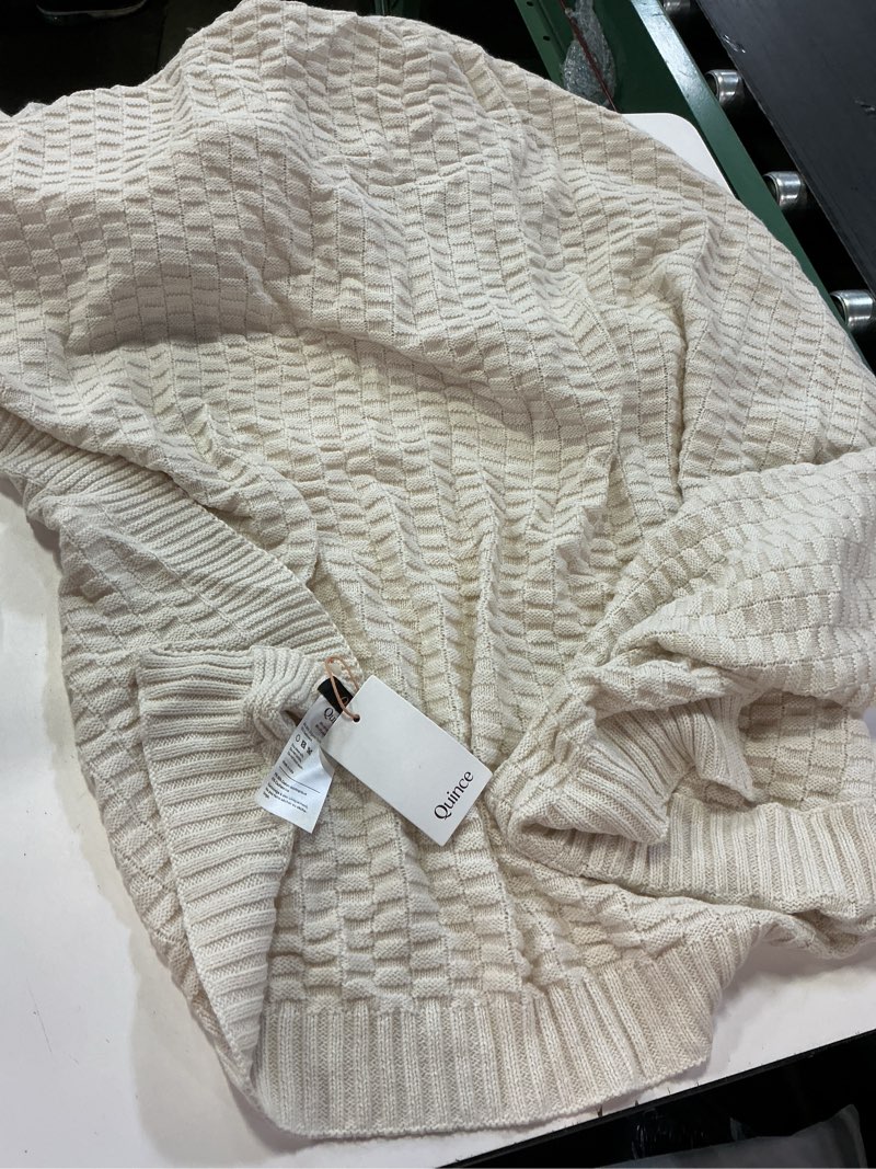 Condition photo showing Good Condition for quince cotton cashmere knit blanket throw ivory 50” x 60” new tags