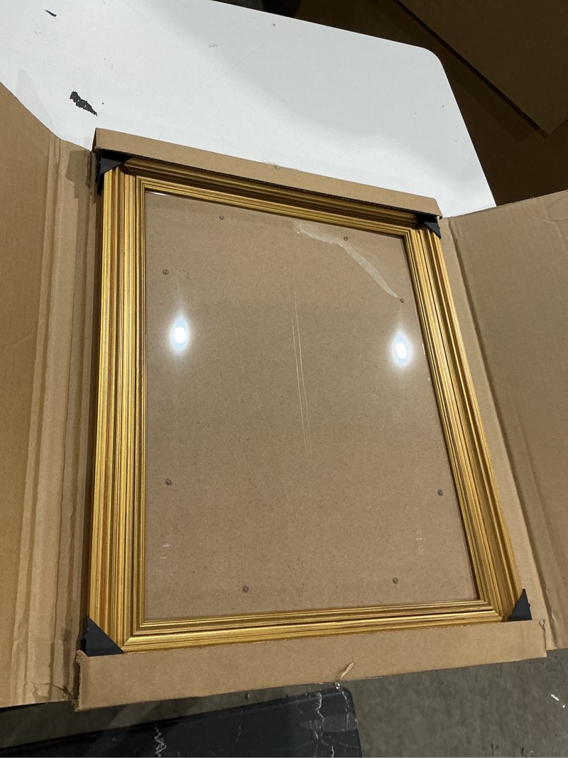 Condition photo showing As Is for gulethun 12x16 frame, transitional modern design picture frames, 12 by 16 rustic poster frame for home decor, gold vintage photo frame, horizontal or vertical display, choose size & color gold 12x16in