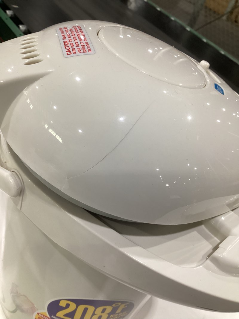 Condition photo showing As Is for (lid is damaged)zojirushi cw-pzc30fc micom super boiler (3.0 liters, white ballerina)