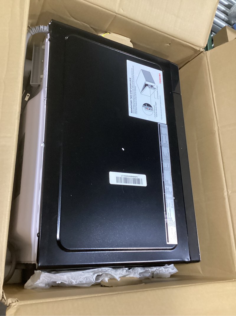 Condition photo showing Good Condition for TOSHIBA EM131A5C-BS Countertop Microwave Ovens 1.2 Cu Ft, 12.4" Removable Turntable Smart Humidity Sensor 12 Auto Menus Mute Function ECO Mode Easy Clean Interior Black Color 1000W 1.2 Cu.ft