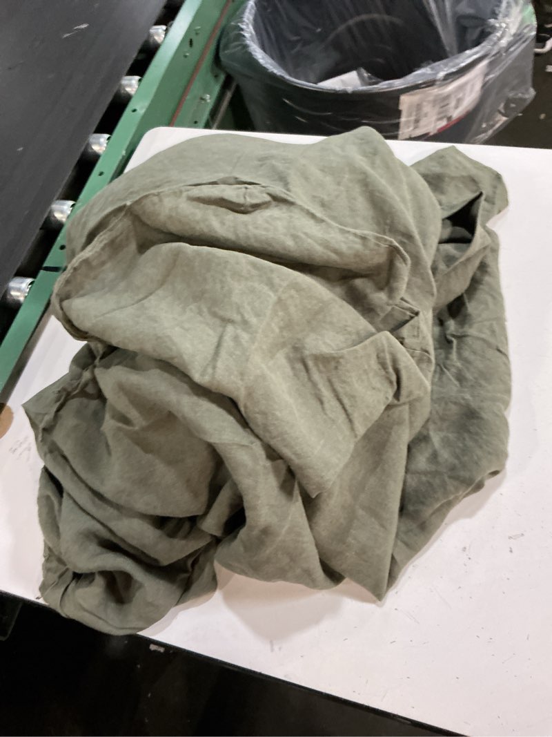 Condition photo showing As Is for quince european linen duvet cover set ( only cover) duty olive queen 