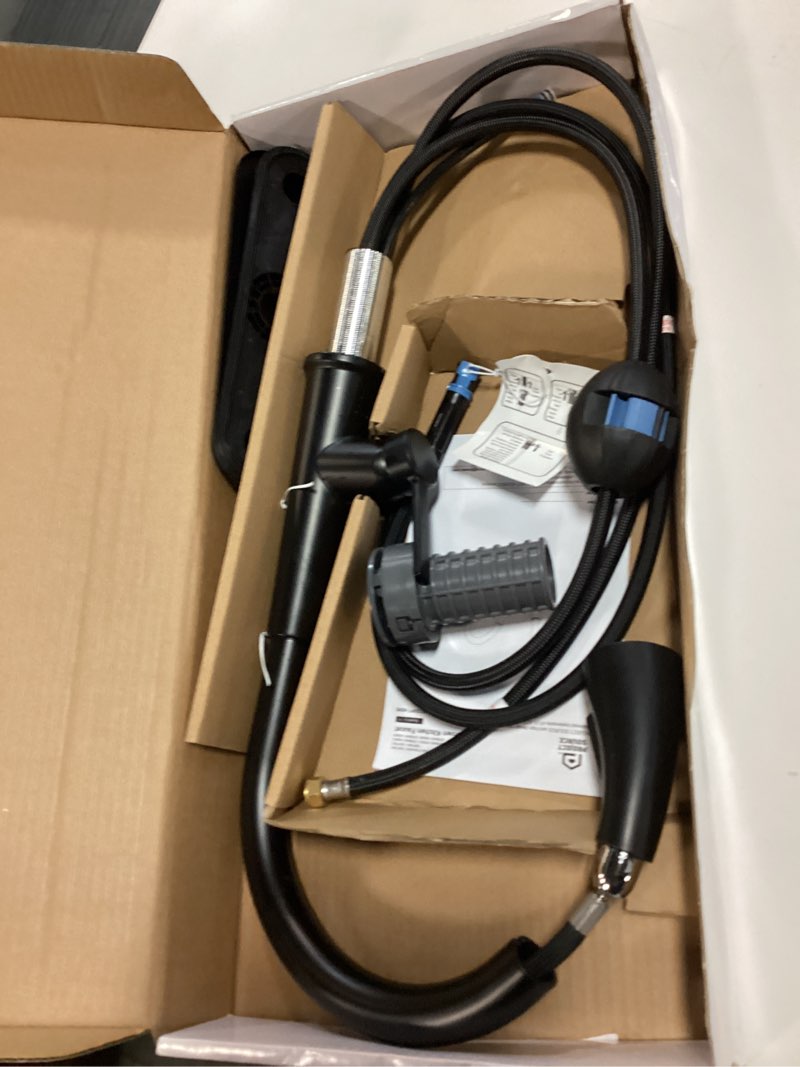 Condition photo showing Good Condition for Project Source Matte Black Single Handle Deck-mount Pull-down Kitchen Faucet with Sprayer (Includes Deck Plate)