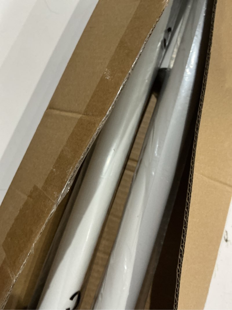 Condition photo showing New/Like New for heavy duty tension curtain rod by ezfurni, 42 to 123 inches, anti-slip spring loaded curtain rods no drilling, apartment renter friendly tension rods for windows, bathroom, patio, room divider, white white 42-123 inches
