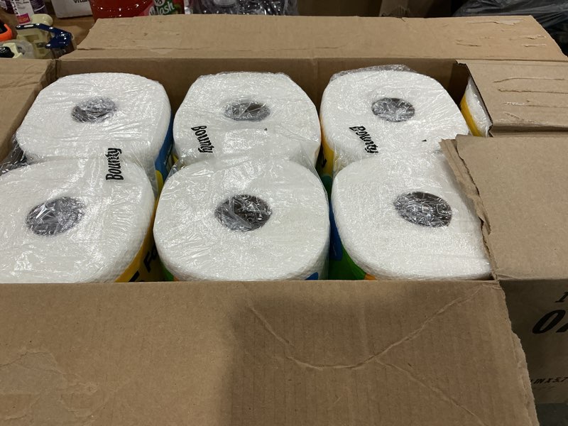 Condition photo showing New/Like New for bounty quick size paper towels, white, 8 family rolls family 8 rolls (107 sheets)