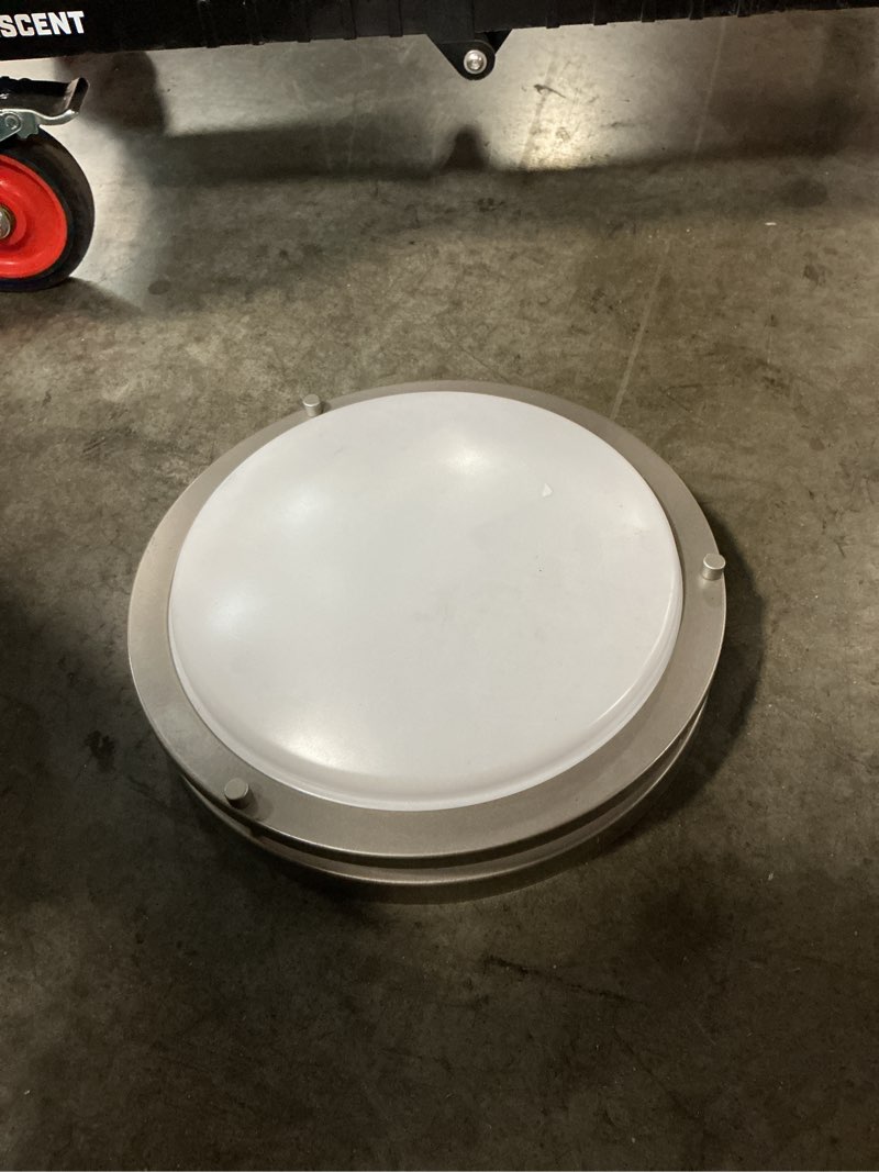 Condition photo showing As Is for  project source 11-in brushed nickel indoor 1 -light led tunable white flush mount light with plastic