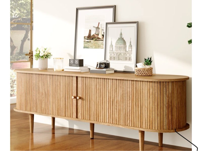 ( incomplete) 70\" mid century modern tv stand with jabbawy & solid wood legs