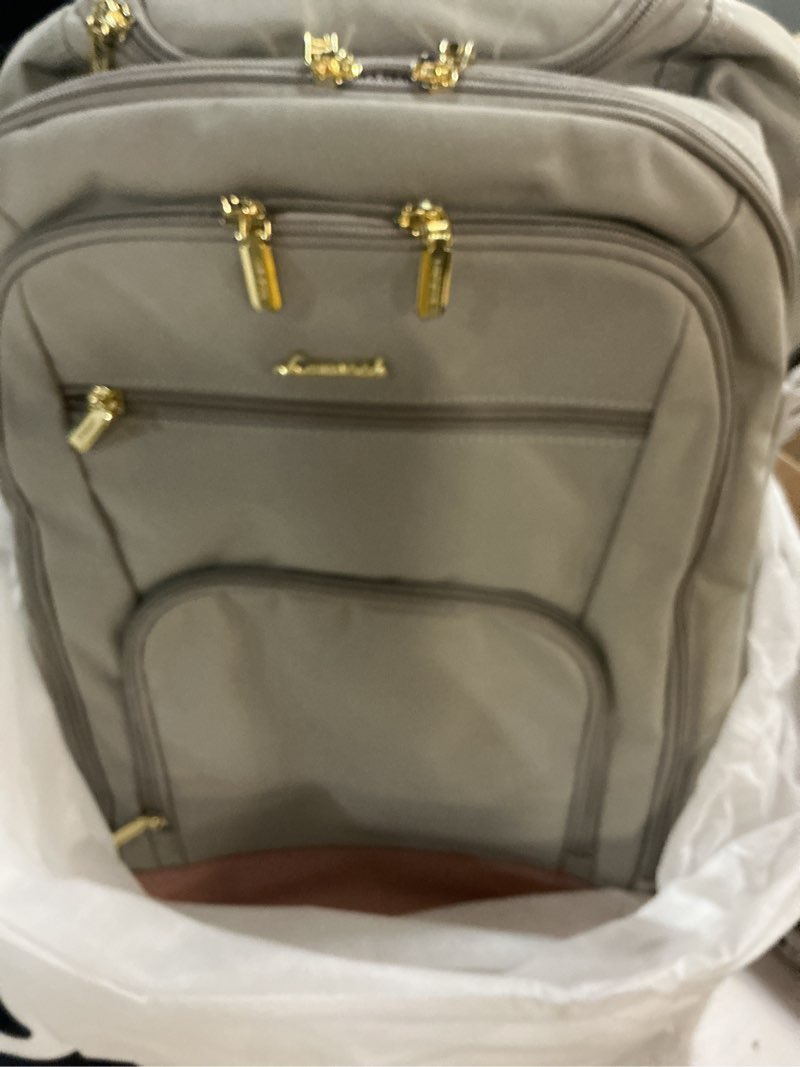 Condition photo showing Good Condition for lovevook 50l rolling backpack with wheels, 18 inch carry on luggage for women, water resistant wheeled travel backpack, flight approved underseat trolley bag for business, overnight trips, college 50l-18 inch-3pcs with wheels pink-grey
