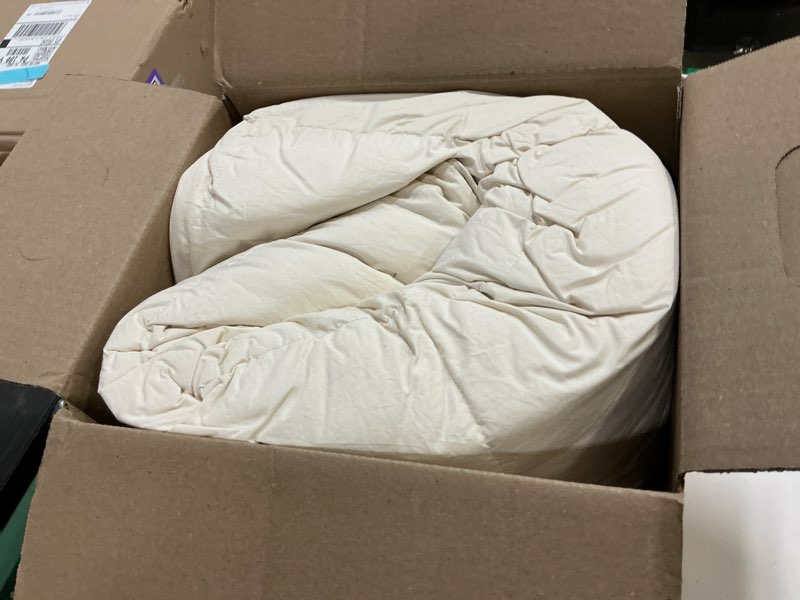 Condition photo showing As Is for puredown® Organic Cotton Feather Comforter, All Season Duvet Insert Twin Size, All Season 100% Pure Natural Cotton Cover Breathable Fluffy Feather Comforter with Corner Ties (Beige, 68"x90") Natural Beige Twin