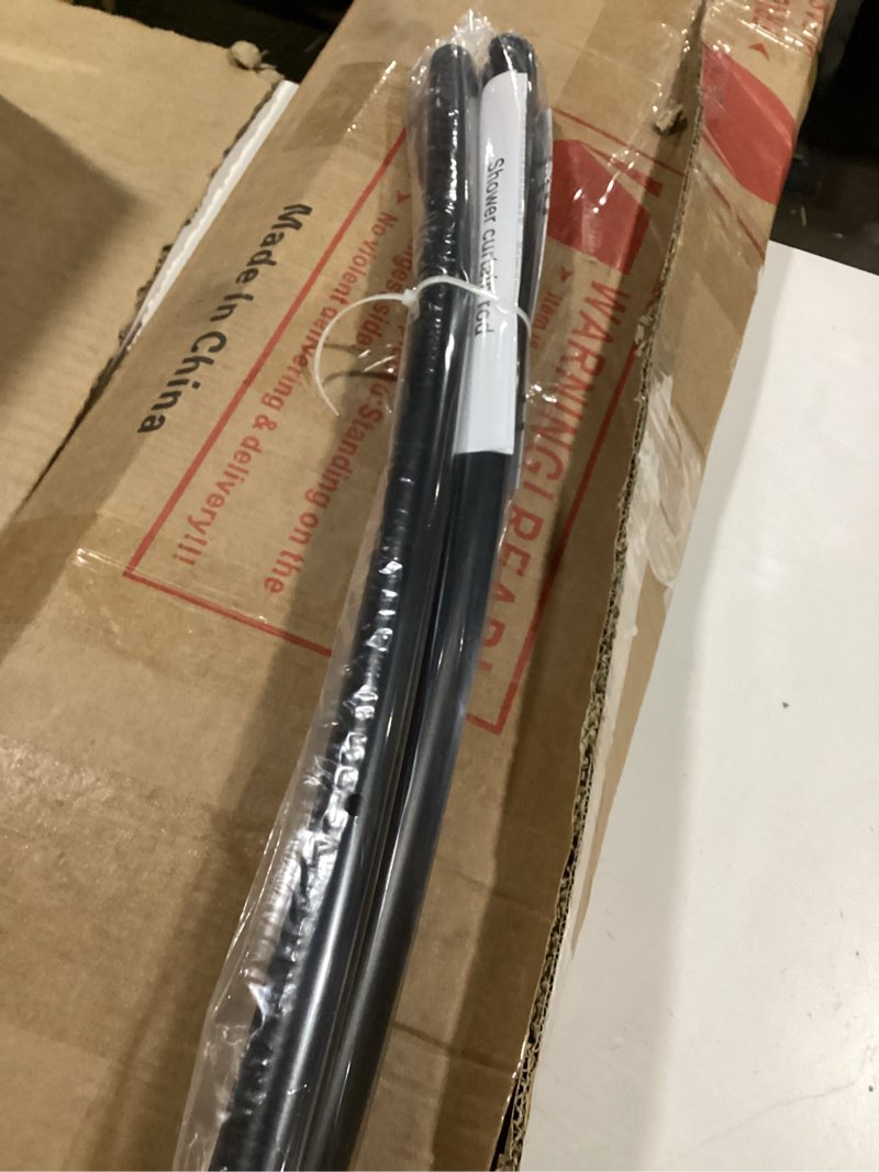 Condition photo showing Good Condition for Bonpally Curved Shower Curtain Rod 40-72 Inches Adjustable, Aluminum Rustproof Shower Rod, Curved Shower Rods for Bathroom, Bathtub, Stall, Black, Need to Drill