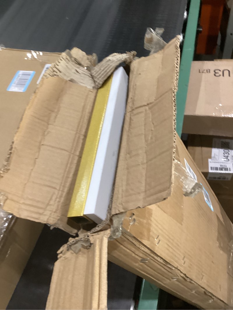 Condition photo showing As Is for clothing store square tube metal display stands, entrance porch organization hanging garment rack,wall mounted storage clothes shoe bag pipe shelf bookshelf (gold, 39" l) gold 39" l