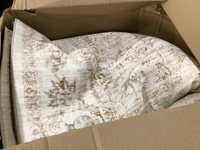 Condition photo showing As Is for 10x12 Neutral Area Rug Beige Floral Living Room Bedroom Large Carpet Non-Slip Low Pile Vintage Soft Thin Washable Throw Rug for Dining Room Office Kitchen Indoor Nursery 10' x 12' (Rectangular) Beige