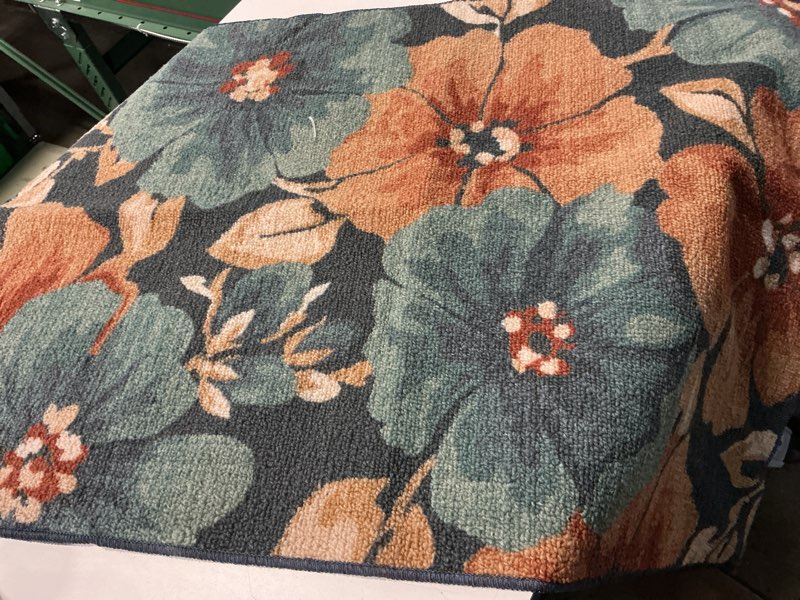 Condition photo showing Good Condition for style selections arboreal creations(2ft 6in x3ft 10in) tufted polyester blue/orange/green rectangular indoor